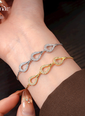欧美简约锆石水滴镂空拼接手链
