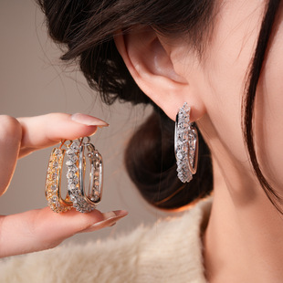 18K Gold Diamond Earrings, Zircon Luxury Studs