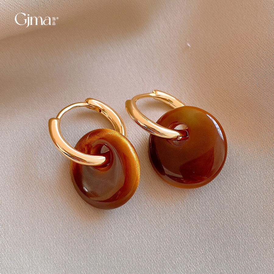 美拉德气质圆形树脂耳扣