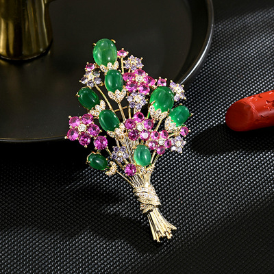 紫藤花胸针轻奢彩锆手捧花胸花