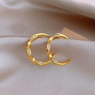 Earrings Studs French Hoop Minimalist Chic Twist Zircon