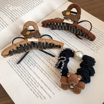 韩系复古风布艺蝴蝶结小狗发夹