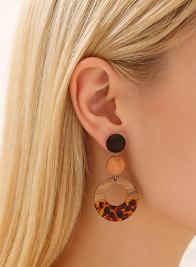 Leopard Resin Hoops, Long Face Slimming Bold Earrings