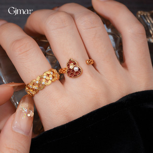 Ring Chinese Zircon 18K Statement Gourd Luxury Jewelry Gold