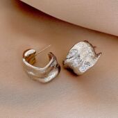 Wrinkled Earrings Minimalist Shape Stud Korean Style