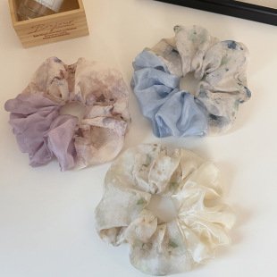 Ponytail Mesh Holder Casual Print Scrunchie Ink