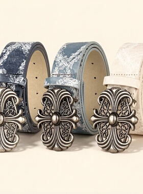Vintage Cross Metal Buckle Belt Elegant Women Accessories