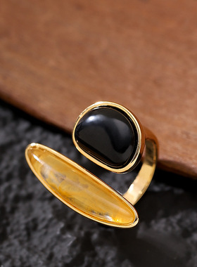 个性不规则几何可调节开口戒指