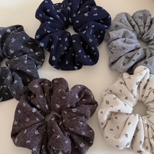 Korean Floral Knit Scrunchie Casual Hair Tie Accessory