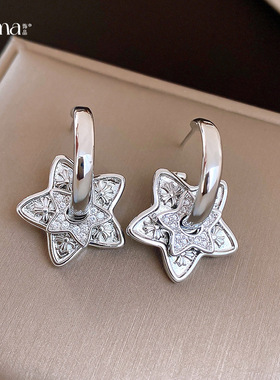 Star Texture Earrings, Korean Zircon Luxury Minimalist Studs
