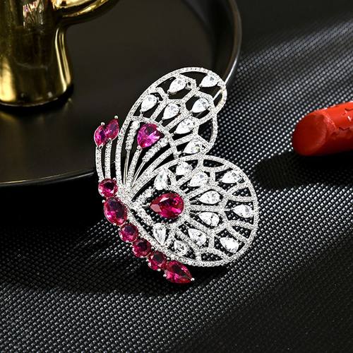 Diamond Butterfly Brooch, Vintage Luxury Insect Lapel Pin