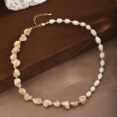轻奢小众不规则珍珠项链女锁骨链
