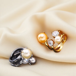 Sparkling Ring Pearl Jewelry Korean Chic Adjustable Zircon