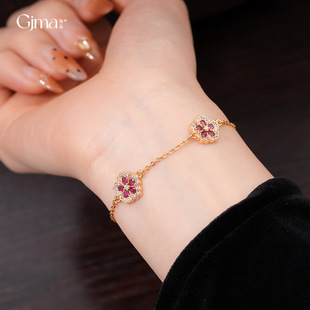Bracelet Flower Zircon Vintage Bangle 18K Luxury Gold