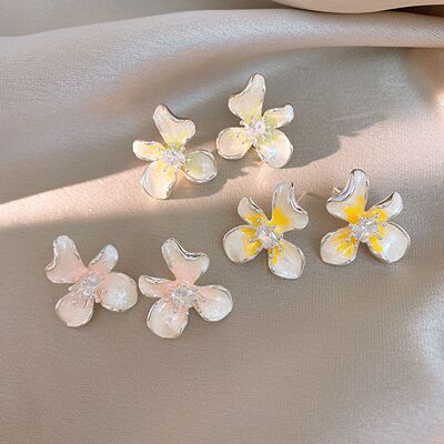 春夏小清新滴油花朵耳钉