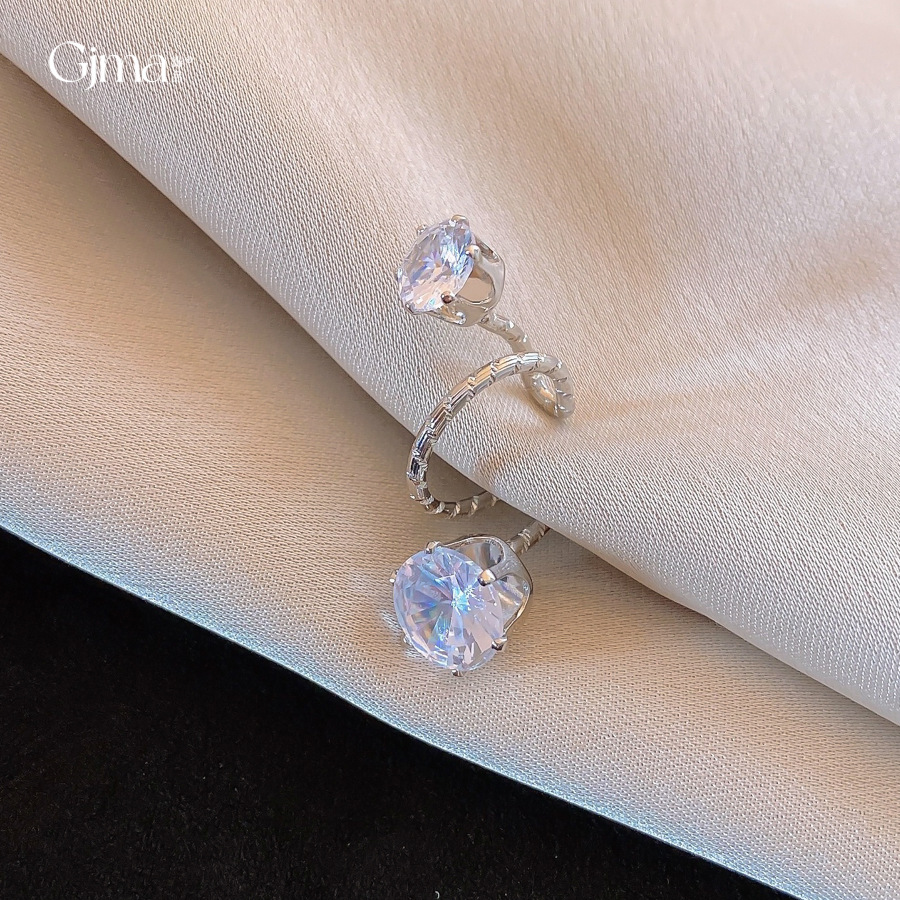 韩系极简圆形锆石扭扭曲耳夹