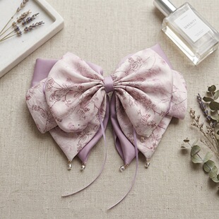 Pink Purple Bow Hair Claw Elegant Hair Accessory