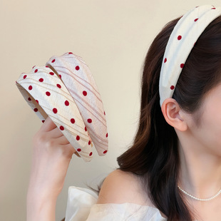 Dot Polka Headband Band Top Hair High Cream