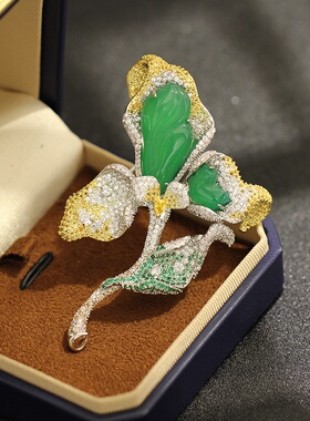 满镶锆石感花朵胸花兰花胸针