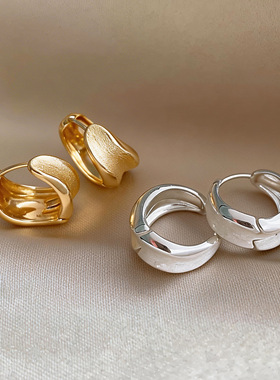 Brushed Metal Hoops, Korean Minimalist Chic Earrings