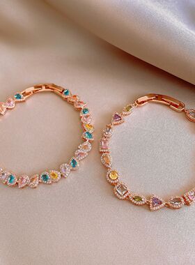 Rose Gold Bracelet, Zircon Teardrop Clasp Vintage Bangle