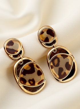 Leopard Acrylic Hoops, Irregular Geometric Bold Earrings