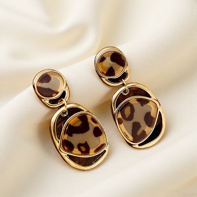 Leopard Acrylic Hoops, Irregular Geometric Bold Earrings