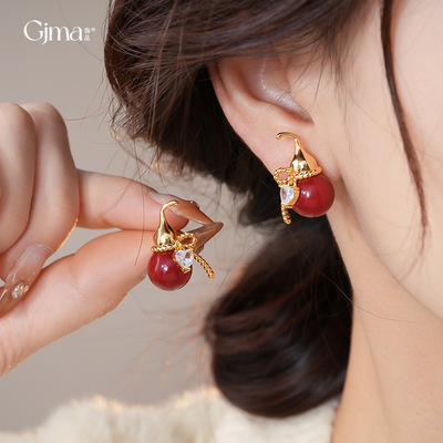 新中式锆石简约葫芦耳环