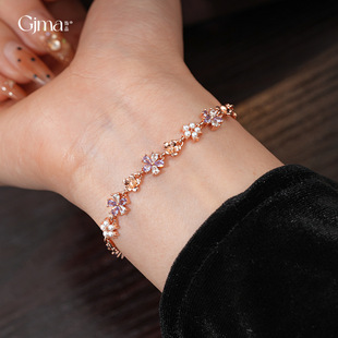 Zircon Bracelet Floral Clasp Bangle Korean Luxury Pearl