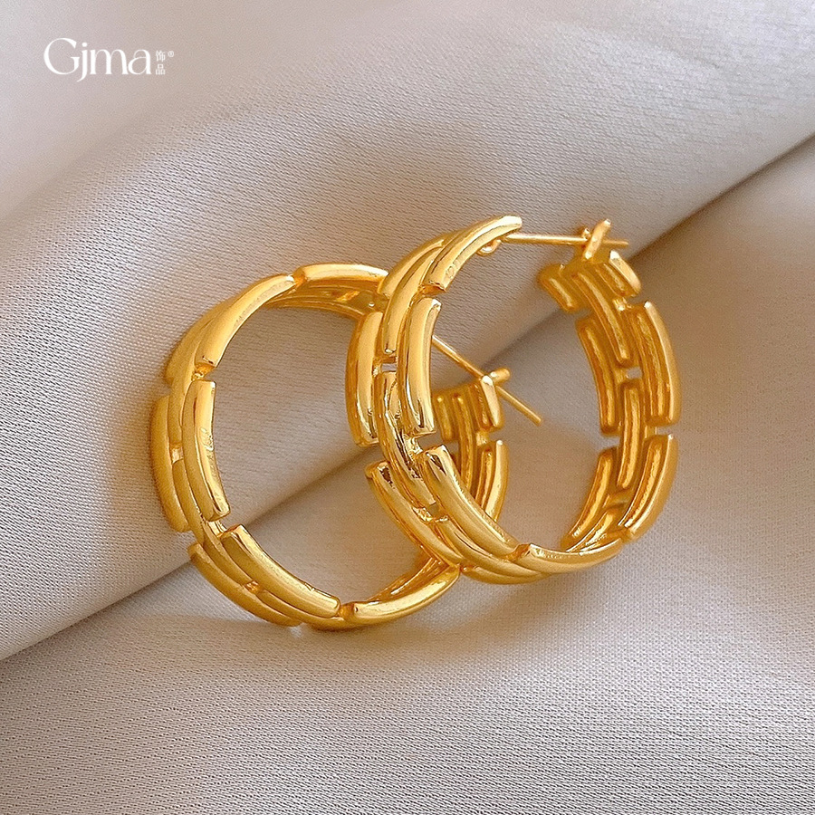 s925银针跨境热销几何镂空耳钉