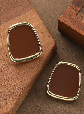 French Vintage Geometric Trapezoid Stud Silver Needle