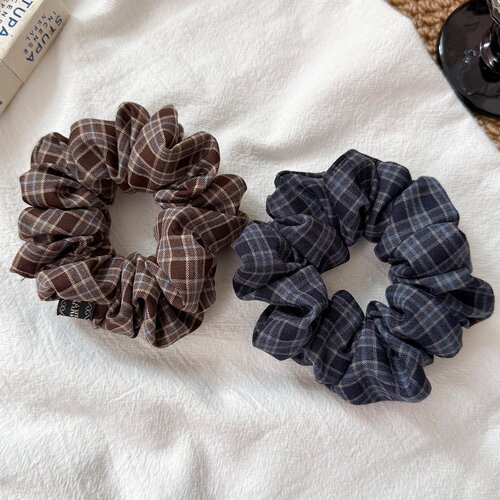 Korean Plaid Scrunchie Simple Hair Tie Elastic Band