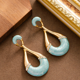 Enamel Drop Earrings, French Vintage Diamond Luxury Drops