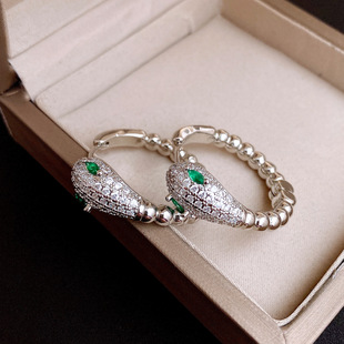 Platinum Snake Ear Cuffs, Zircon Geometric Luxury Earrings