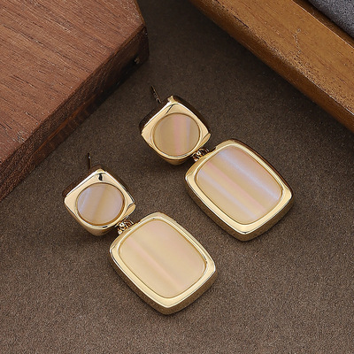 欧美精致简约INS风几何板材耳环