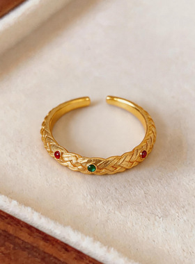 锆石圆形开口戒指小众感指环