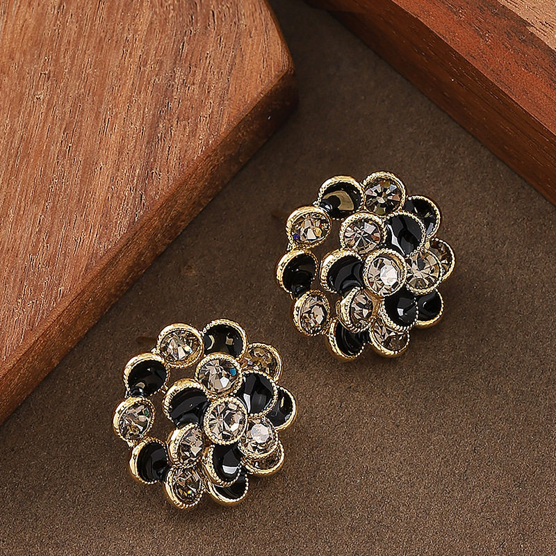 精致满钻锆石山茶花耳钉