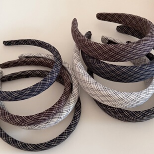 Korean Vintage Plaid Headband Chic Hair Accessory
