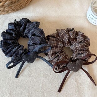Korean Plaid Ruched Scrunchie Hair Tie Stylish Accessory
