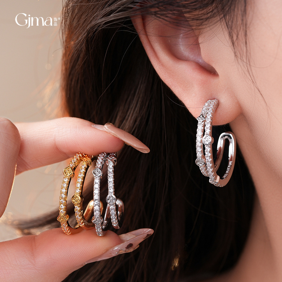 新款微镶锆石铜合金耳环