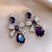 Bow Vintage Earrings Royal Zircon Teardrop Luxury Studs