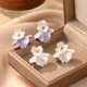 Way Luxury Floral Spray Two Sweet Earrings Paint Studs
