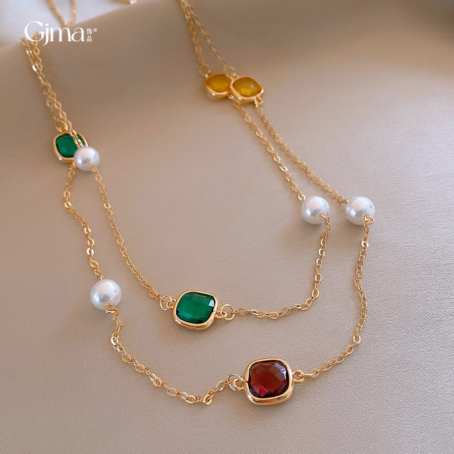 小众设计轻奢高级感彩色方糖项链