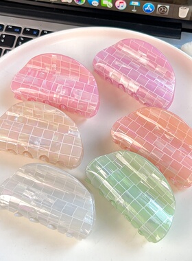 Candy Plaid Claw Clip Elegant Half Round Hair Accessory