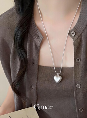 Enamel Heart Polka Dot Pendant Necklace Minimal Jewelry