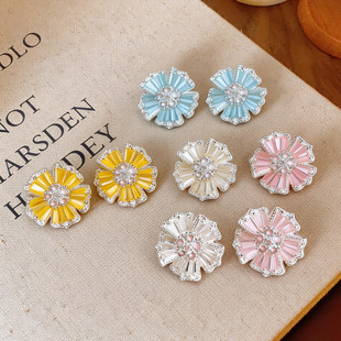 Minimalist Spring Studs Sweet Zircon Floral Earrings
