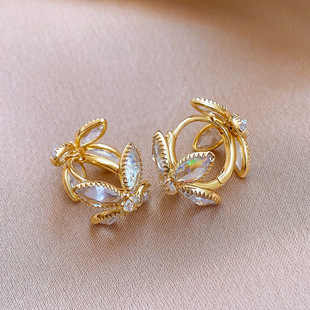 Double Ear Cuffs,Zircon Geometric Minimalist Luxury Earrings