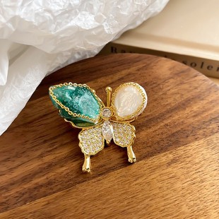 Luxury Pearl Butterfly Brooch, Exquisite Pin for Coat