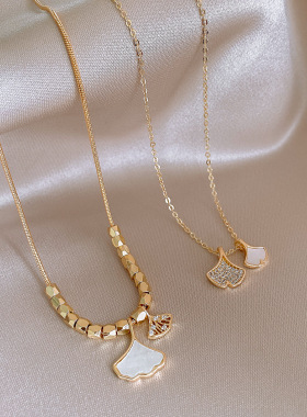 时尚气质甜美贝母银杏项链