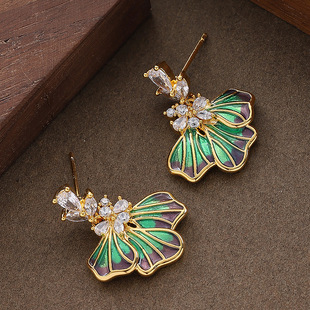 Blue Iris Earrings, Korean Sweet Zircon Sparkling Studs